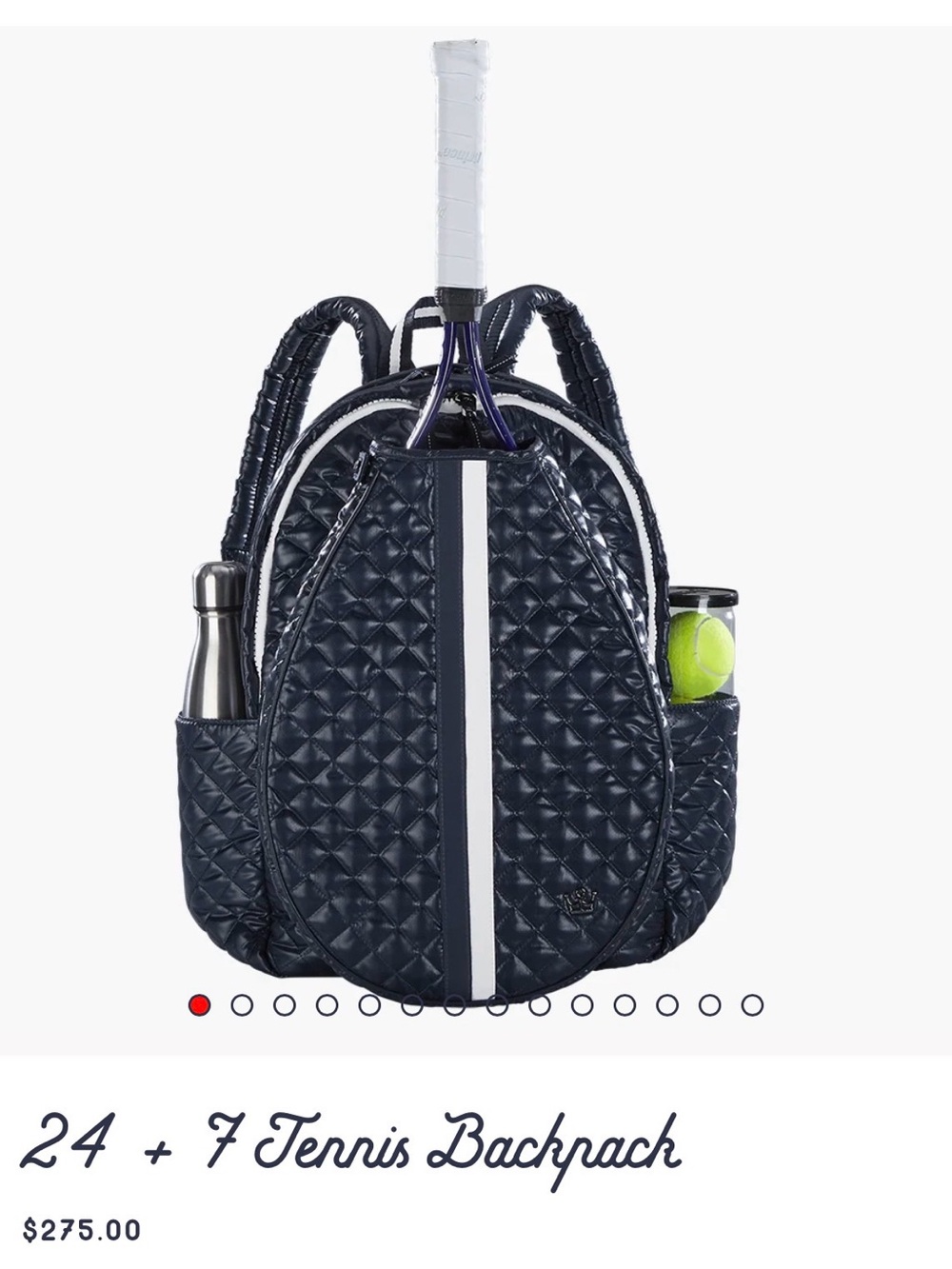Ladies Oliver Thomas Quilted Tennis Backpack - Navy with White Stripe